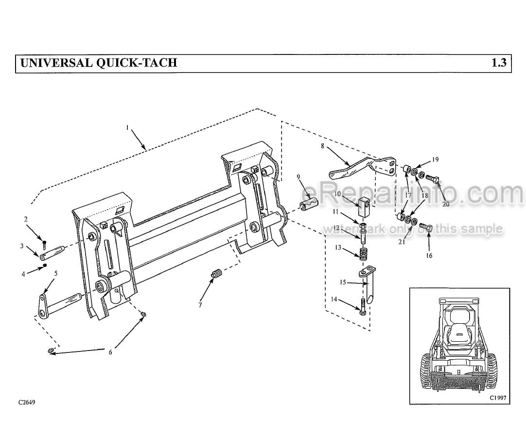 Photo 2 - Thomas T-225 Protough 2200 Parts Manual Skid Steer Loader 048574