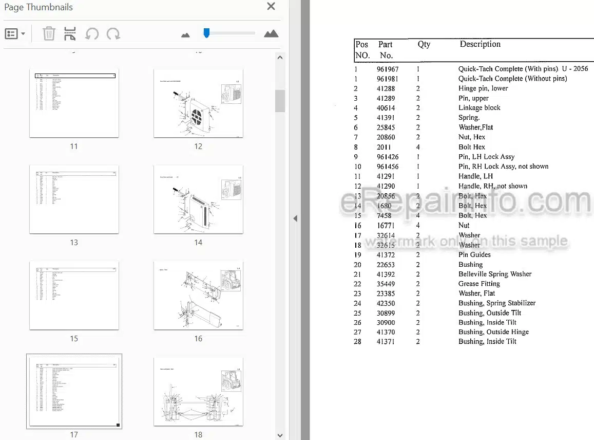 Photo 3 - Thomas T-243HD S Series Parts Manual Skid Steer Loader 043534