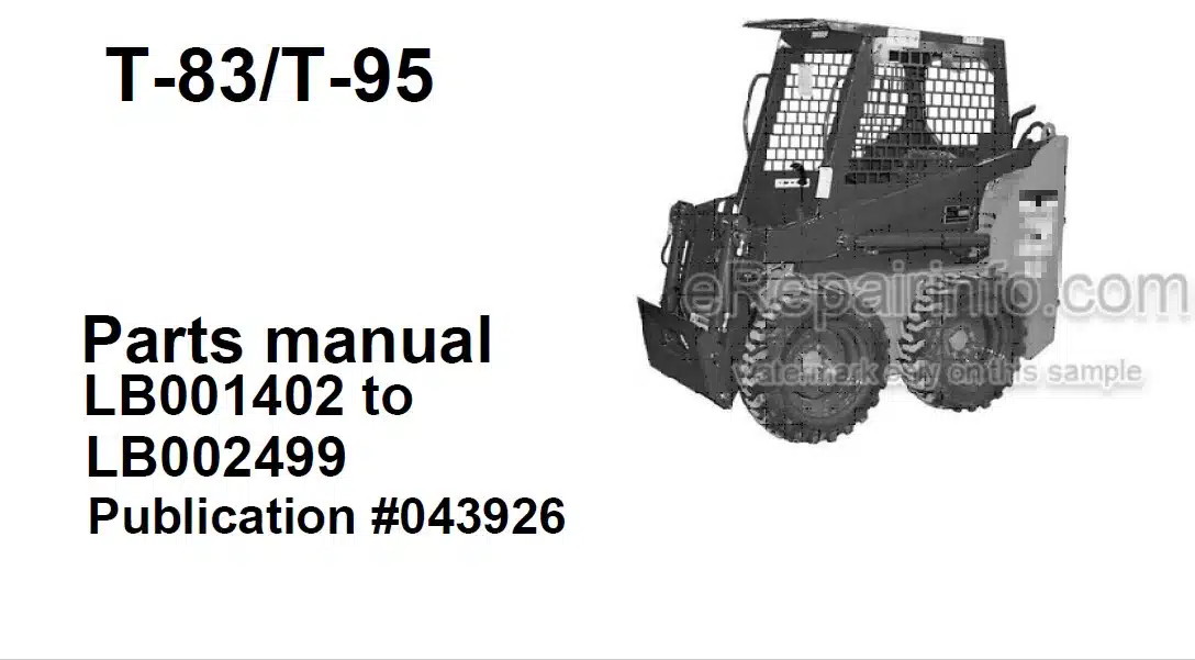 Photo 3 - Thomas T-83 T-95 Parts Manual Skid Steer Loader 043926