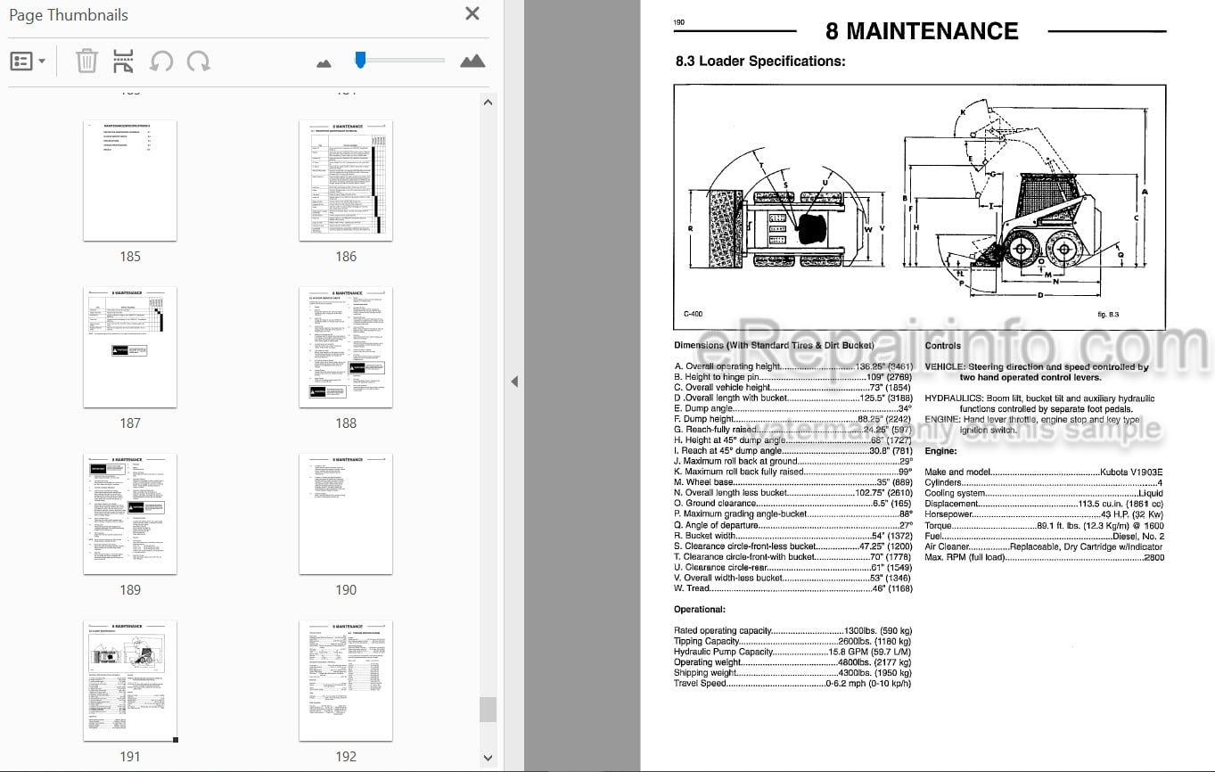 Photo 4 - Thomas T133S Repair Manual Skid Steer Loader 41075