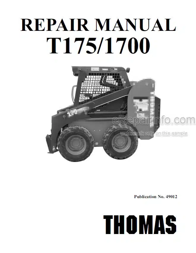 Photo 4 - Thomas T175 T1700 Repair Manual Skid Steer Loader 49012