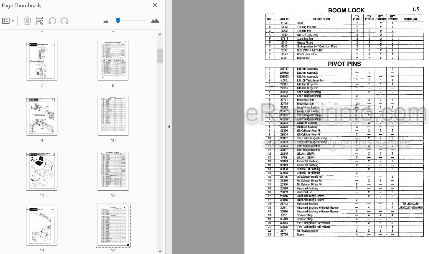 Photo 3 - Thomas T233HD T203HD T183HD T173 Parts Manual Skid Steer Loader 032921-3