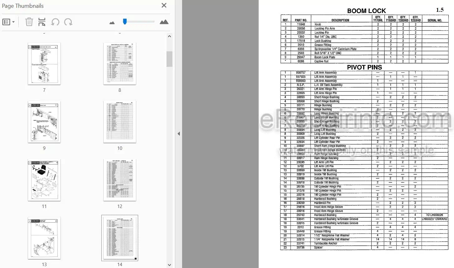 Photo 3 - Thomas T233HD T203HD T183HD T173 Parts Manual Skid Steer Loader 032921-3