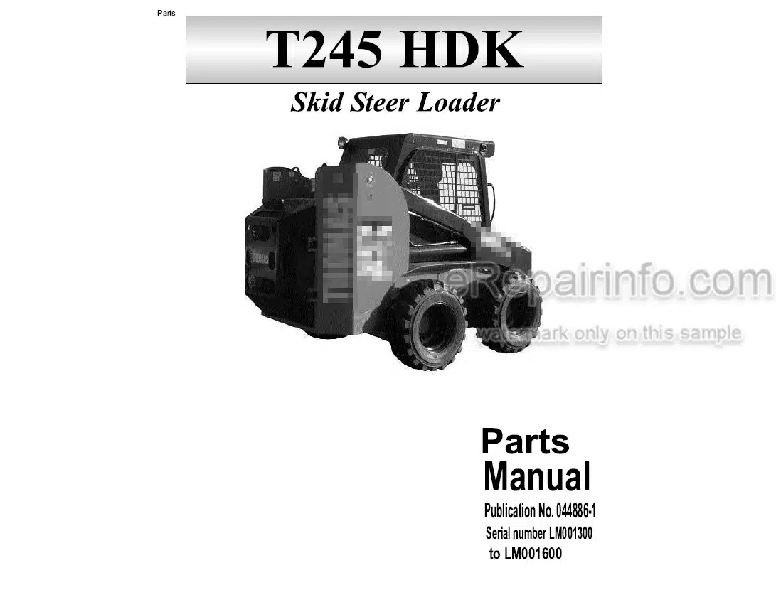 Photo 4 - Thomas T245HDK Parts Manual Skid Steer Loader 044886-1
