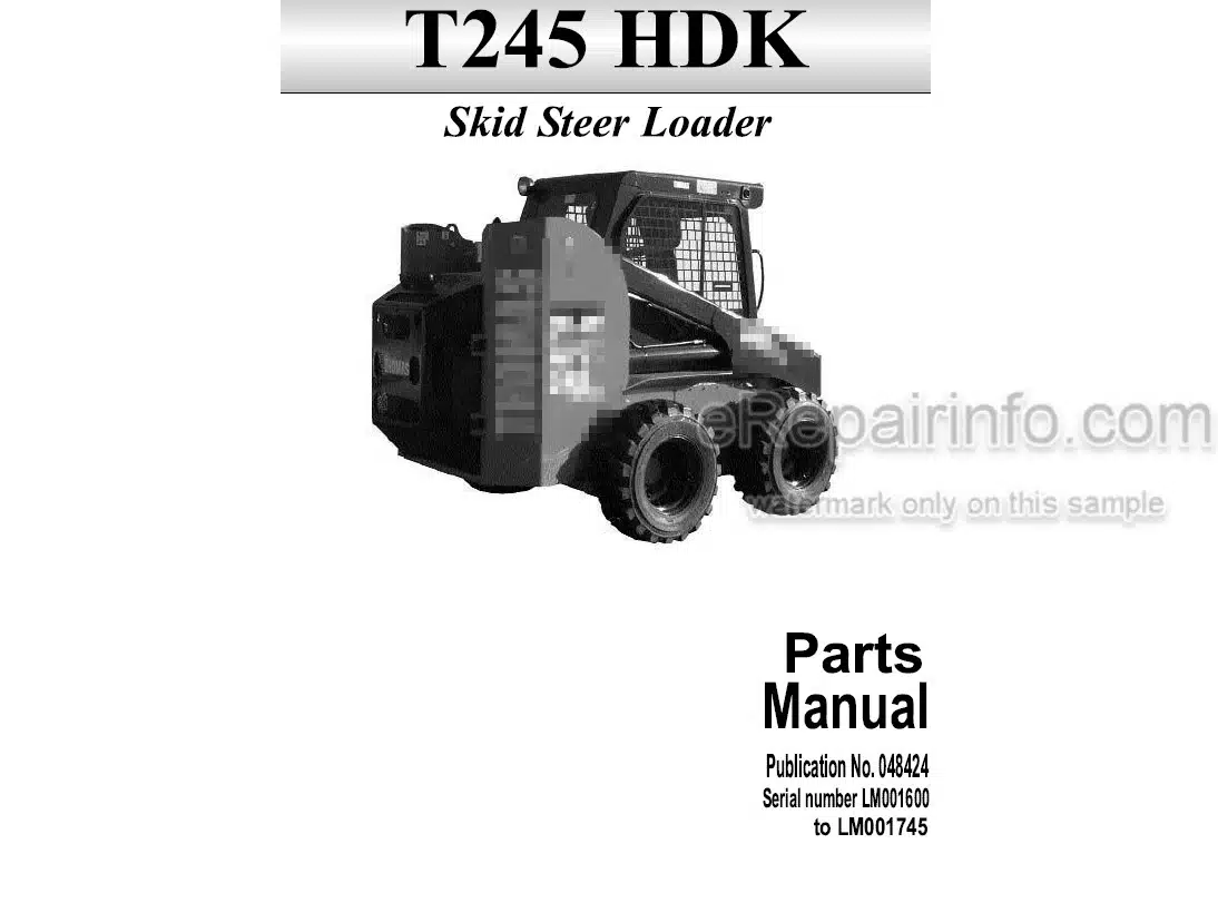 Photo 4 - Thomas T245HDK Parts Manual Skid Steer Loader 048424
