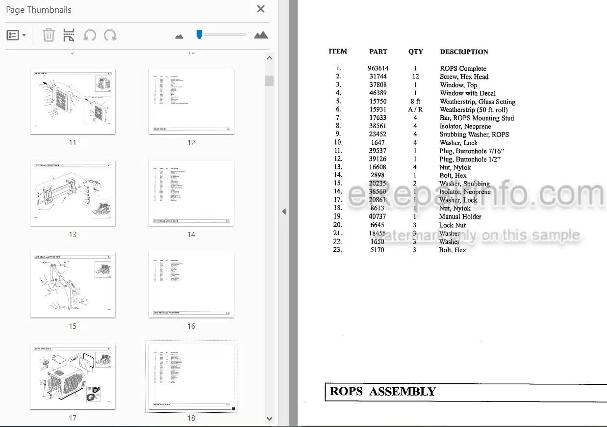 Photo 3 - Thomas T245HDK Parts Manual Skid Steer Loader 048424