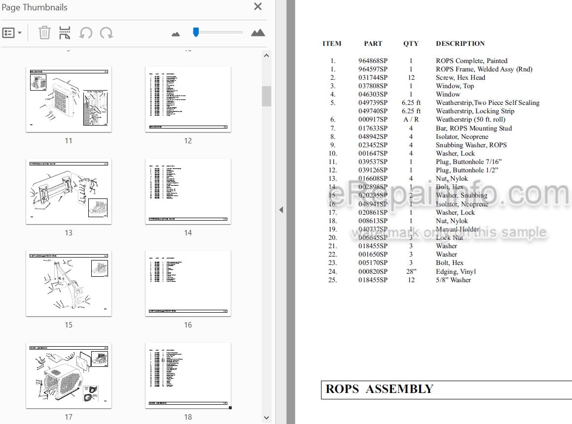 Photo 3 - Thomas T320 Parts Manual Skid Steer Loader 052321SP