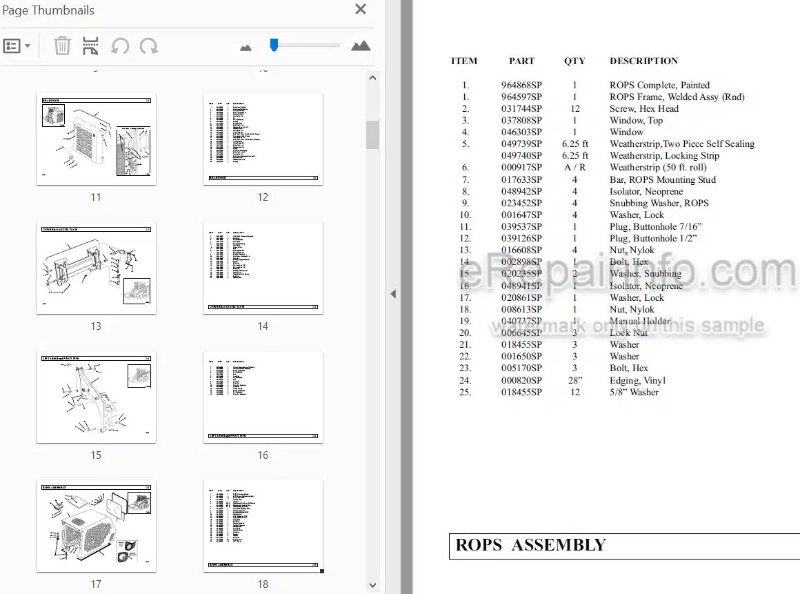 Photo 3 - Thomas T320 Parts Manual Skid Steer Loader 052321SP