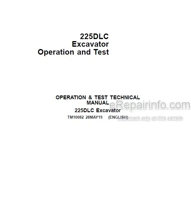 Photo 5 - John Deere 225DLC Operation And Test Manual Excavator TM10082