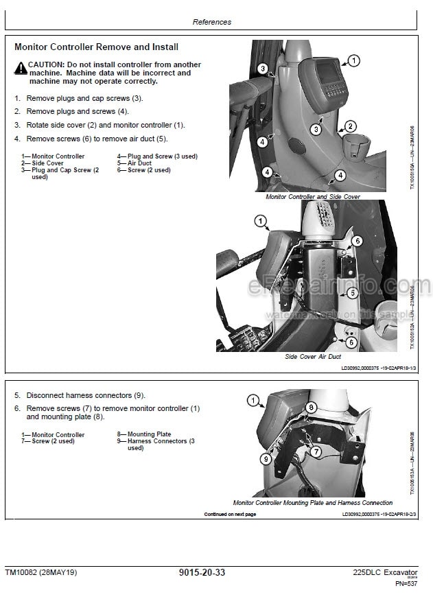 Photo 1 - John Deere 225DLC Operation And Test Manual Excavator TM10082