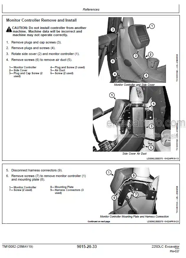 Photo 5 - John Deere 225DLC Operation And Test Manual Excavator TM10082