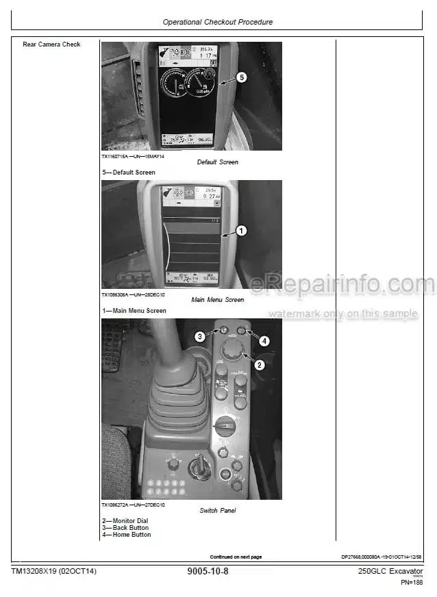 Photo 1 - John Deere 250G Operation and Test Manual Excavator TM13208X19