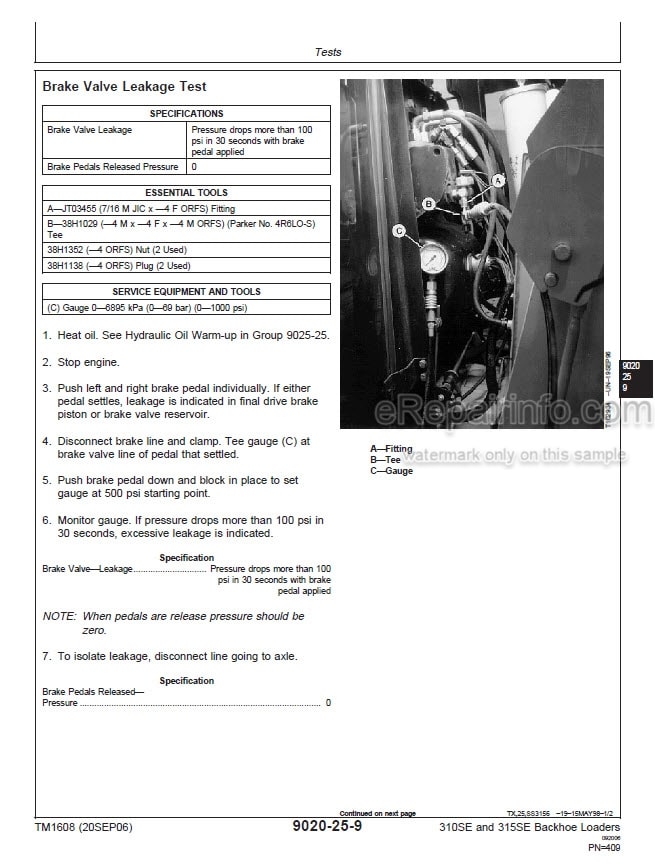 Photo 8 - John Deere 300D 310D 315D Operation And Test Manual Backhoe Loader TM1496