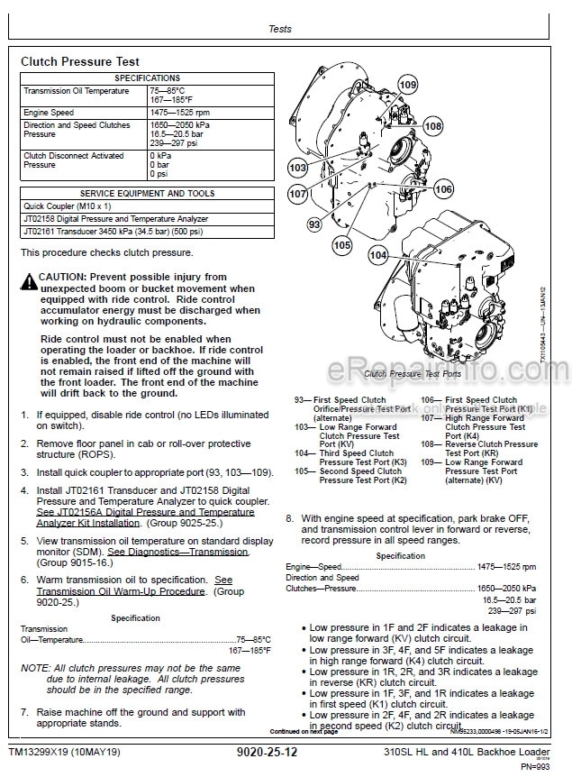 Photo 4 - John Deere 310SL 310HL 410L Operation And Test Manual Backhoe Loader TM13299X19
