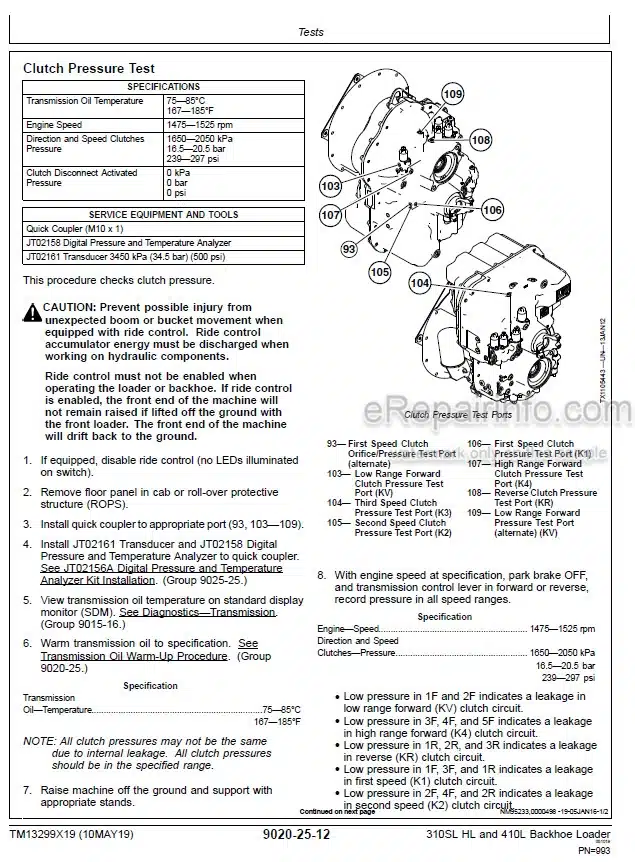 Photo 4 - John Deere 310SL 310HL 410L Operation And Test Manual Backhoe Loader TM13299X19