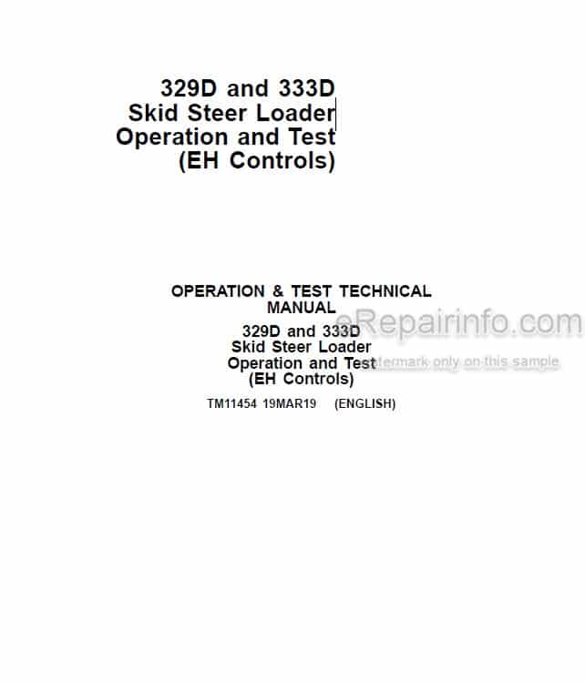 Photo 5 - John Deere 329D 333D Operation And Test Manual Skid Steer Loader With EH Controls TM11454