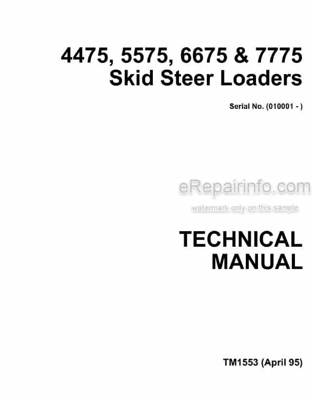 Photo 4 - John Deere 4475 5575 6675 7775 Technical Manual Skid Steer Loader TM1153