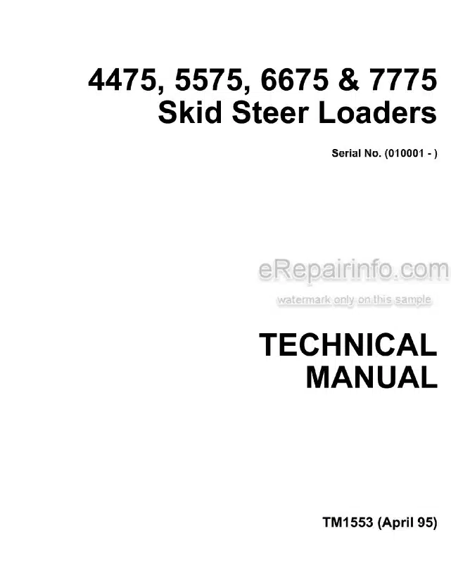 Photo 4 - John Deere 4475 5575 6675 7775 Technical Manual Skid Steer Loader TM1153