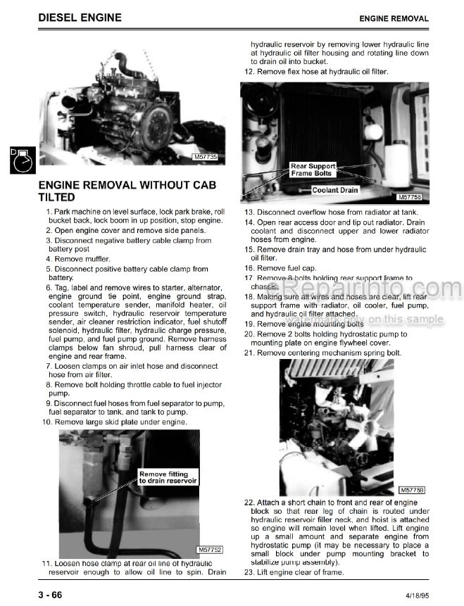 Photo 12 - John Deere 4475 5575 6675 7775 Technical Manual Skid Steer Loader TM1153