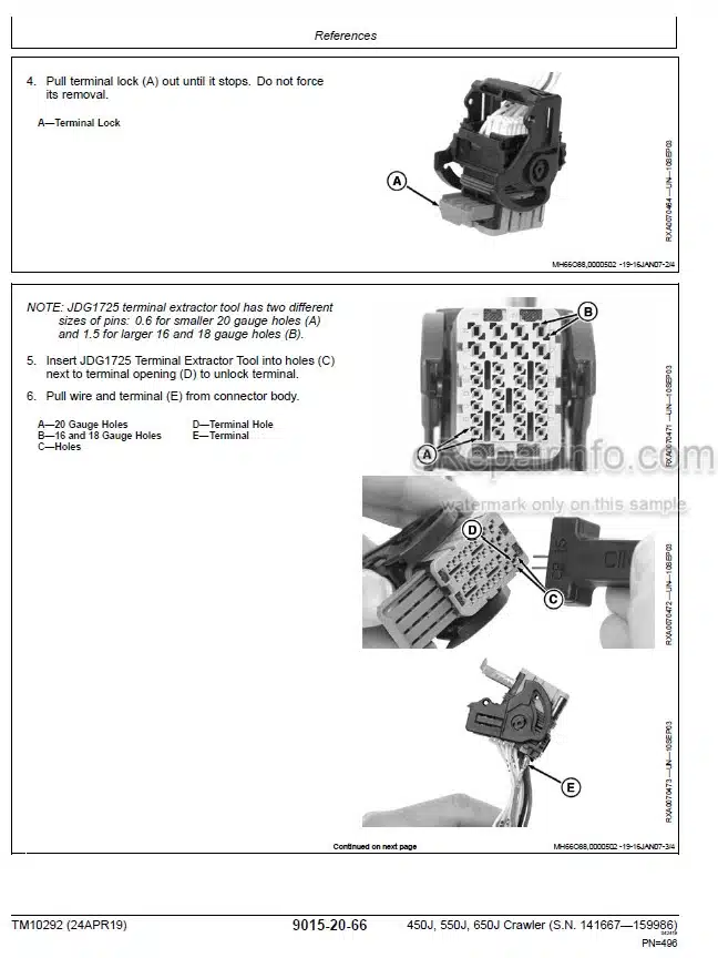 Photo 4 - John Deere 450J 550J 650J Operation And Test Manual Crawler Dozer TM10292