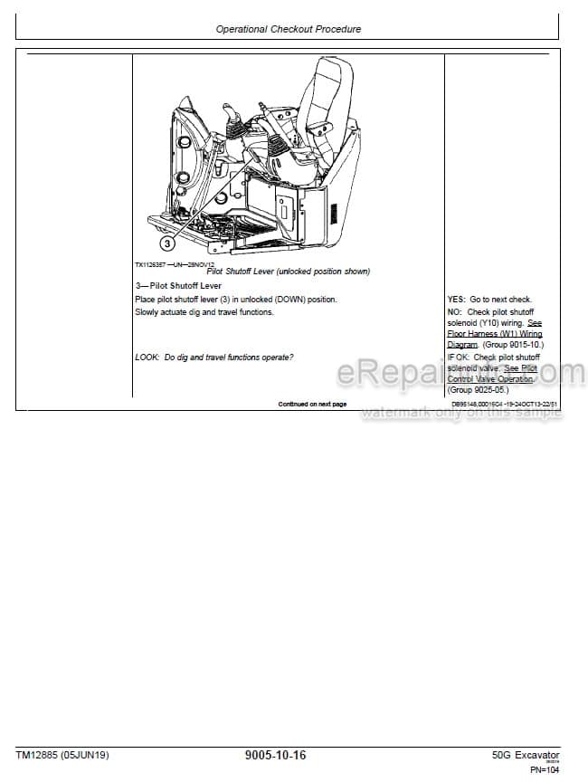 Photo 6 - John Deere 50G Operation And Test Manual Excavator TM12885