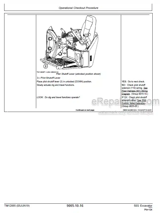 Photo 6 - John Deere 50G Operation And Test Manual Excavator TM12885