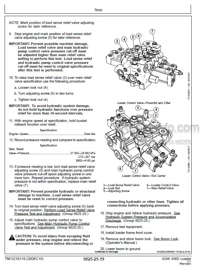 Photo 6 - John Deere 624K Operation And Test Manual 4WD Loader TM13210X19