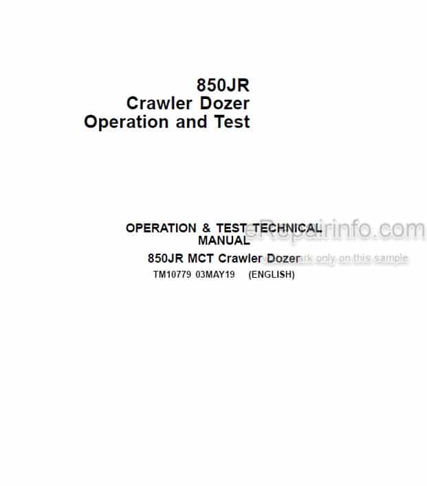 Photo 5 - John Deere 850JR Operation And Test Manual Crawler Dozer TM10779