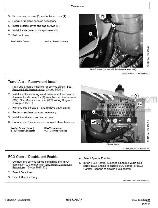 Photo 1 - John Deere 85G Operation And Test Manual Excavator TM12867