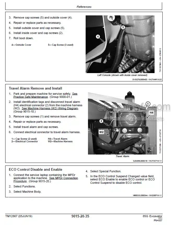 Photo 1 - John Deere 85G Operation And Test Manual Excavator TM12867