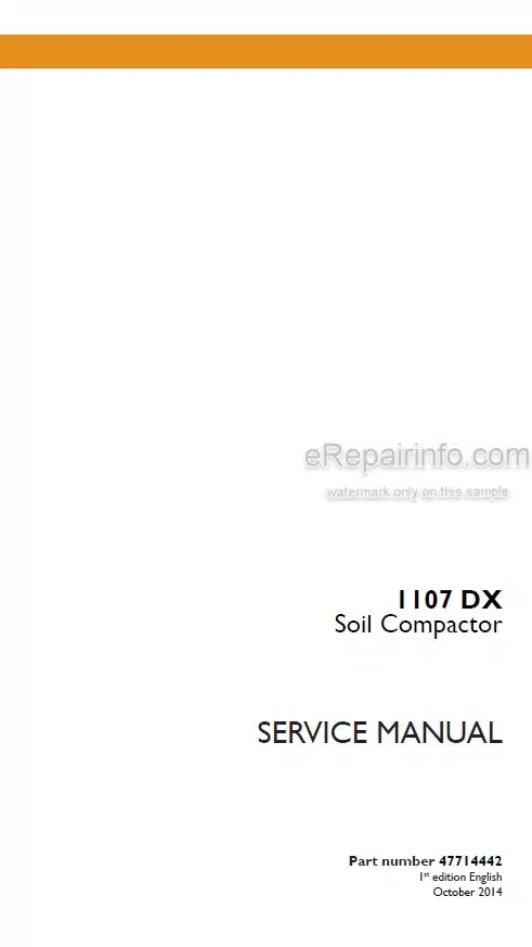 Photo 4 - Case 1107DX Service Manual Soil Compactor 47714442