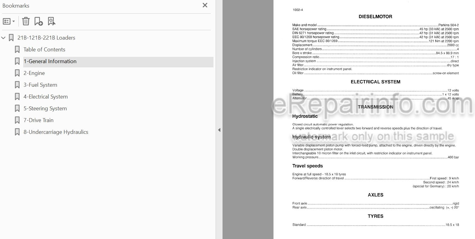 Photo 3 - Case 21B 121B 221B Service Manual Loader 7-79121