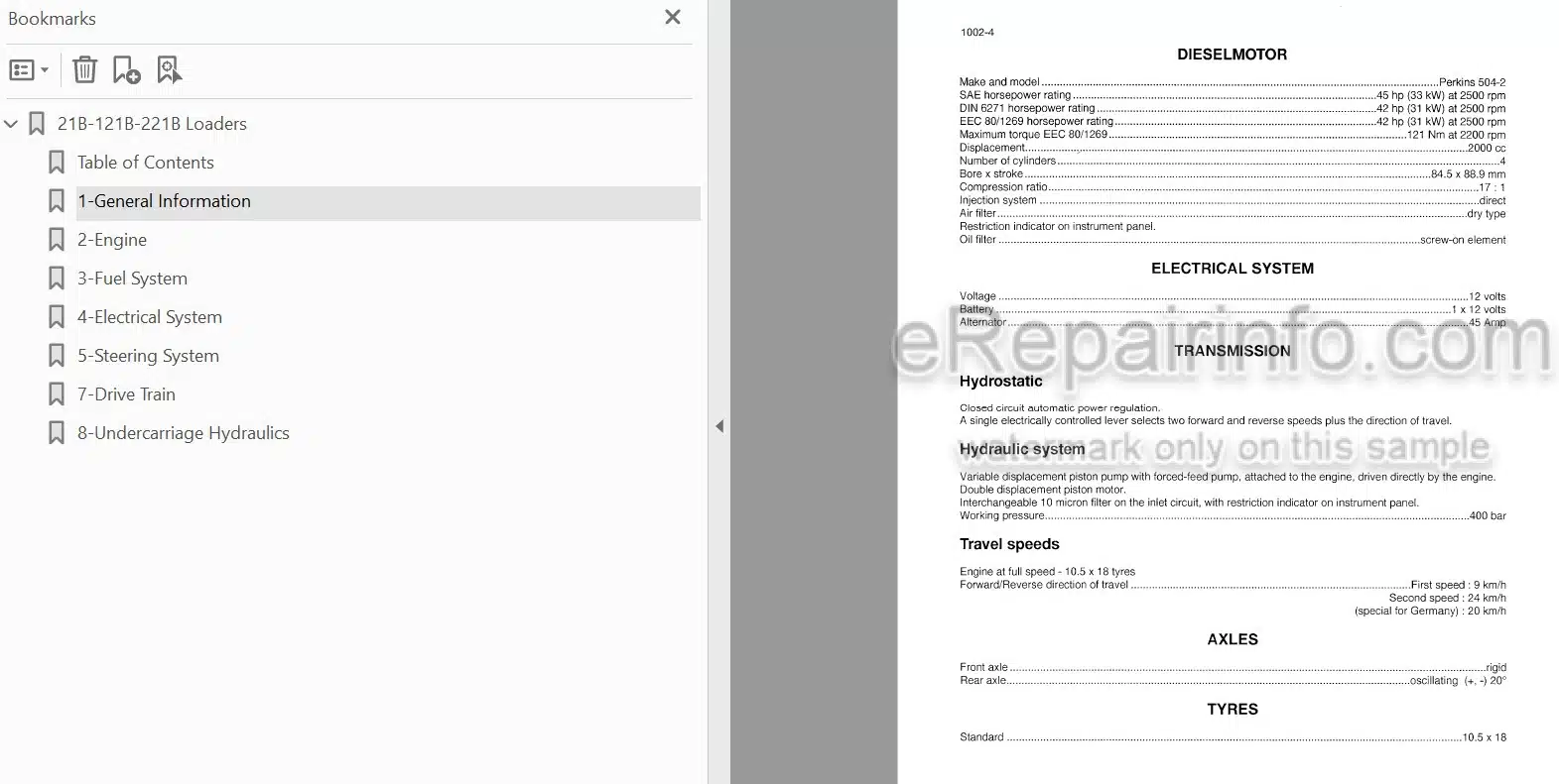 Photo 3 - Case 21B 121B 221B Service Manual Loader 7-79121