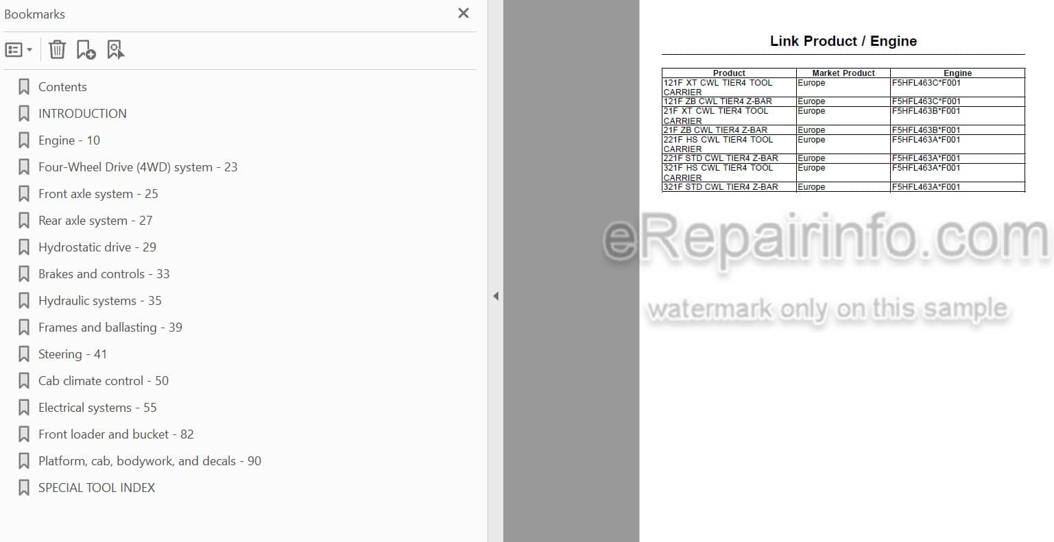 Photo 3 - Case 21F 121F 221F 321F Stage IIIB Service Manual Compact Wheel Loader 47768535C