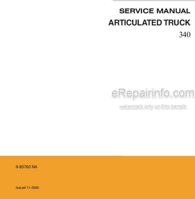 Photo 4 - Case 340 Service Manual Articulated Truck 9-93760