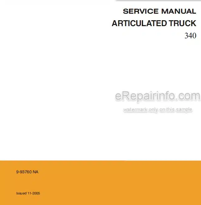 Photo 4 - Case 340 Service Manual Articulated Truck 9-93760
