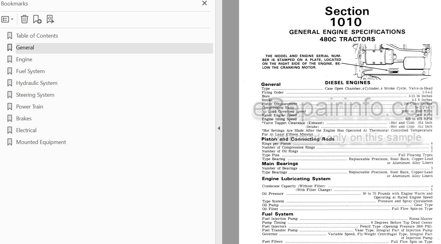 Photo 3 - Case 480C Service Manual Backhoe Loader 9-66026