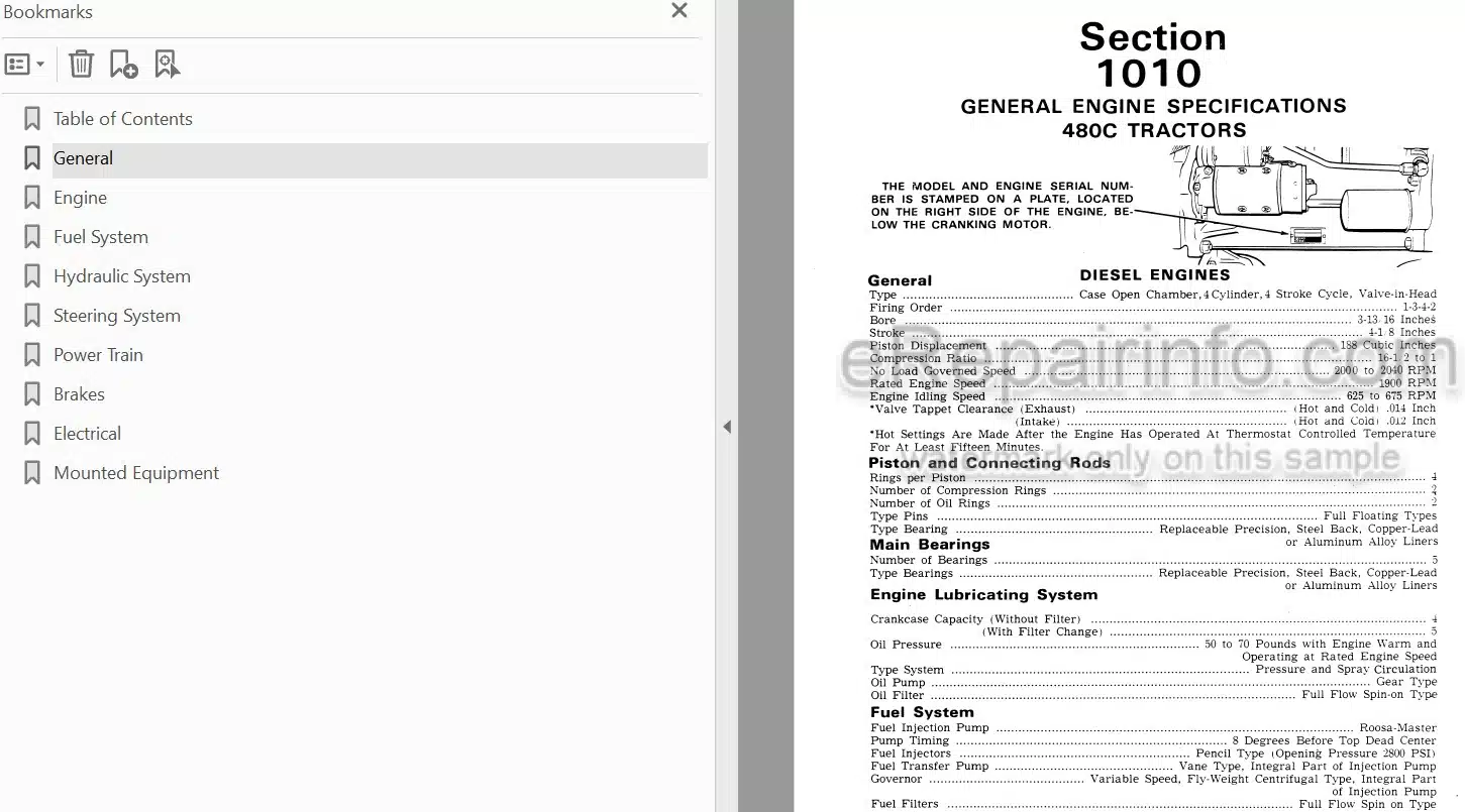 Photo 3 - Case 480C Service Manual Backhoe Loader 9-66026