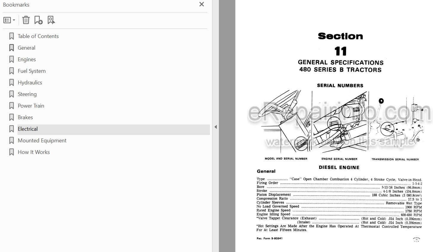 Photo 3 - Case 480 Series B Service Manual Tractor 9-72256