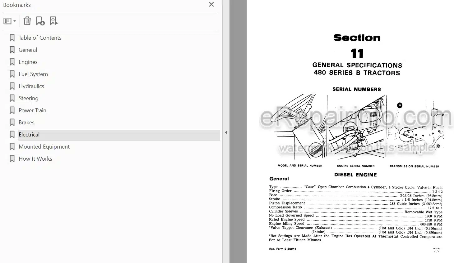 Photo 3 - Case 480 Series B Service Manual Tractor 9-72256