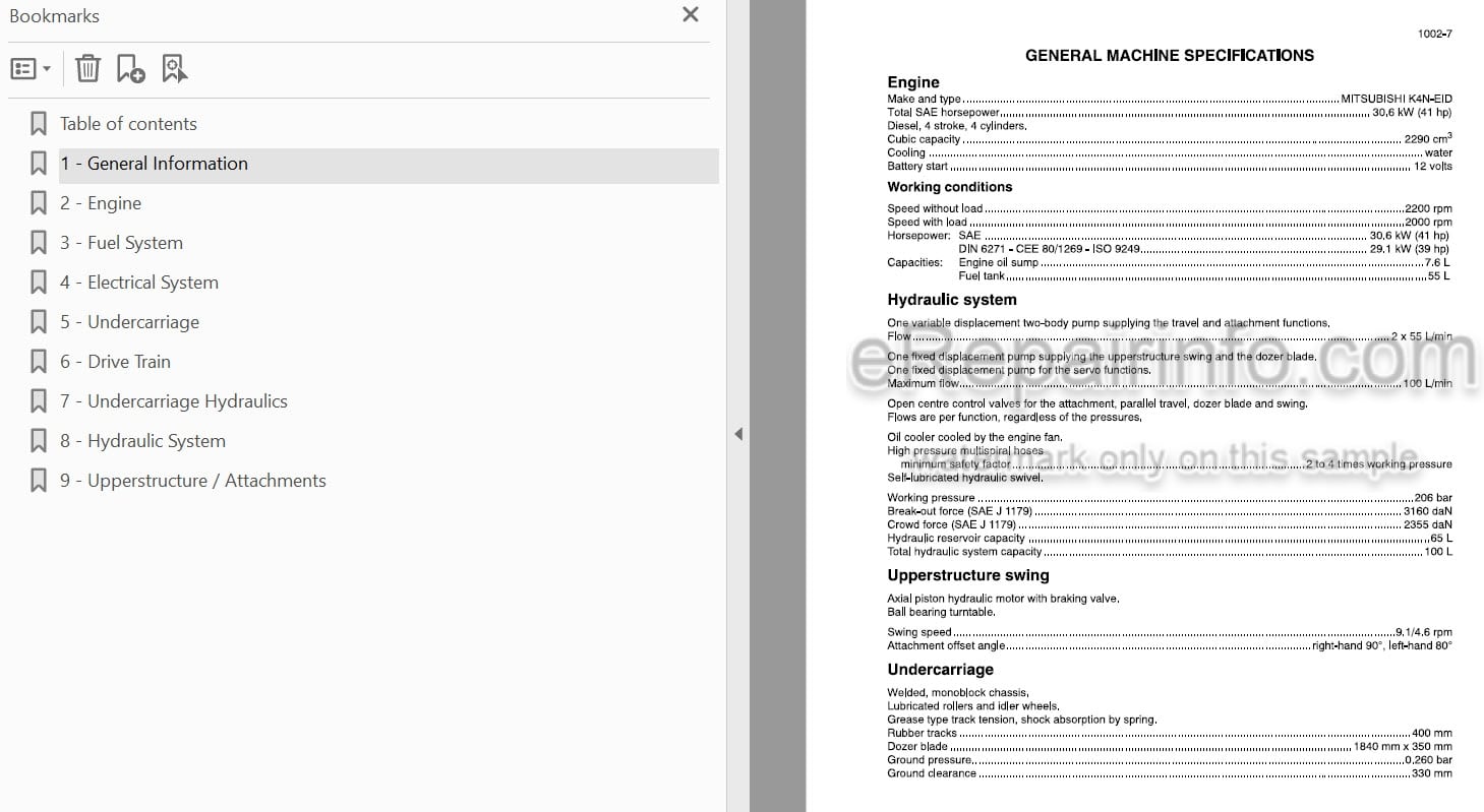 Photo 3 - Case 50 Service Manual Hydraulic Excavator 7-21100