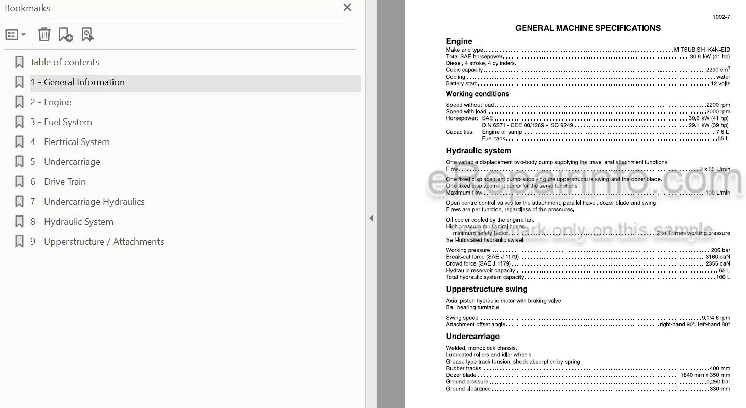 Photo 3 - Case 50 Service Manual Hydraulic Excavator 7-21100