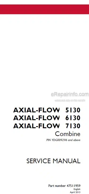 Photo 4 - Case 5130 6130 7130 Axial Flow Service Manual Combine 47511959