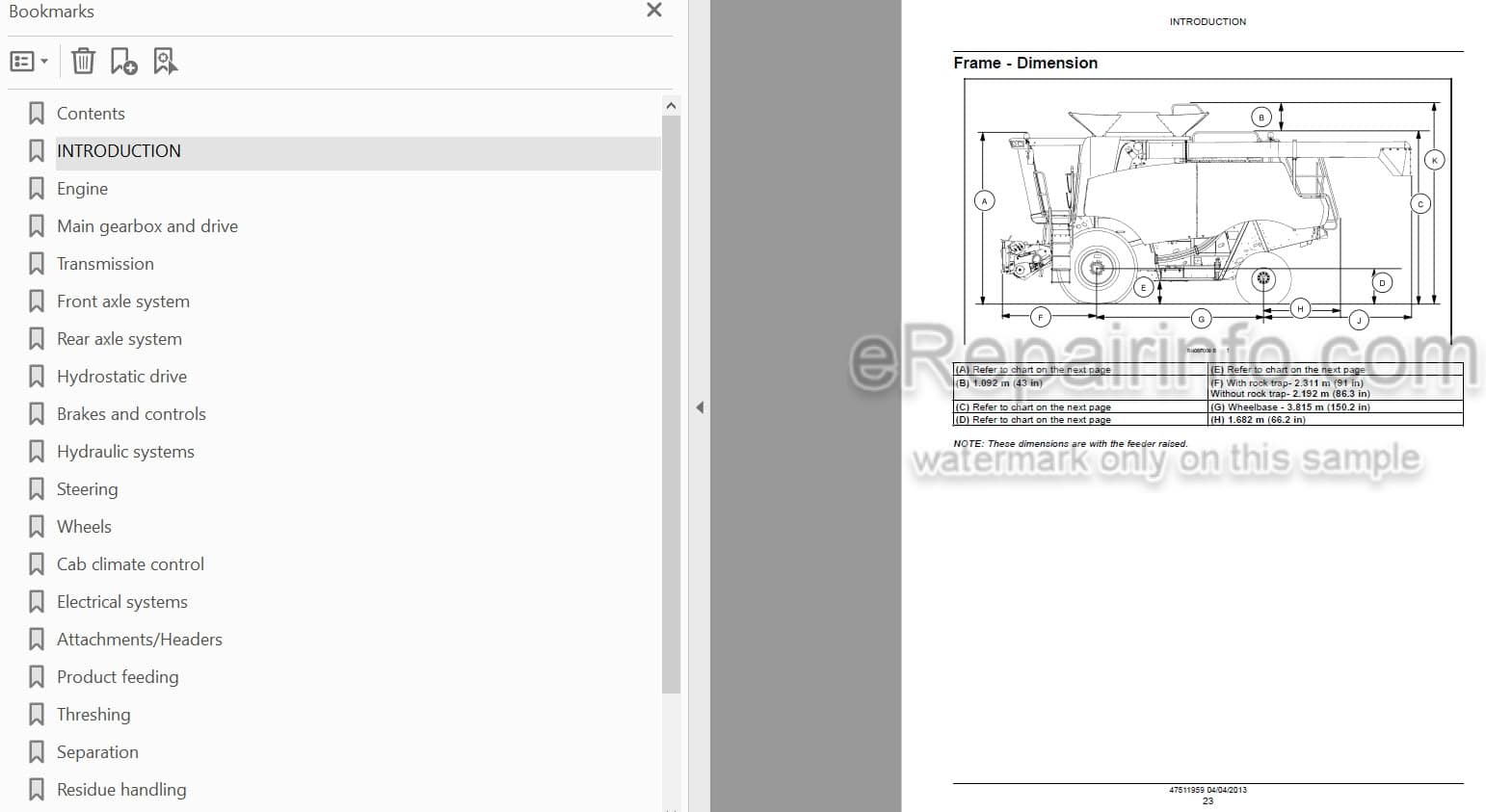 Photo 3 - Case 5130 6130 7130 Axial Flow Service Manual Combine 47511959