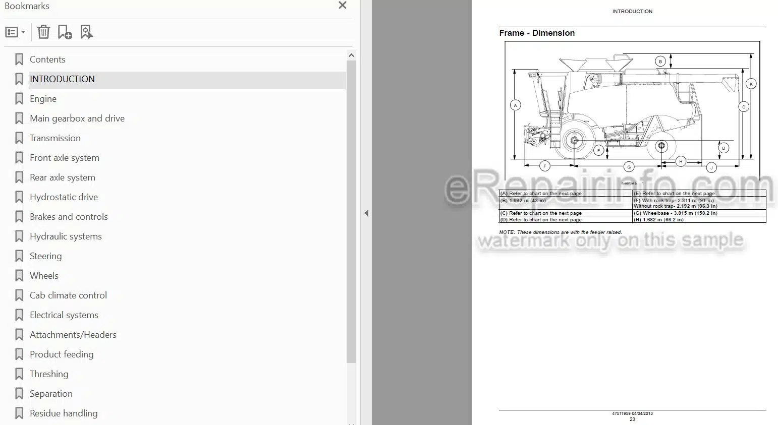 Photo 3 - Case 5130 6130 7130 Axial Flow Service Manual Combine 47511959