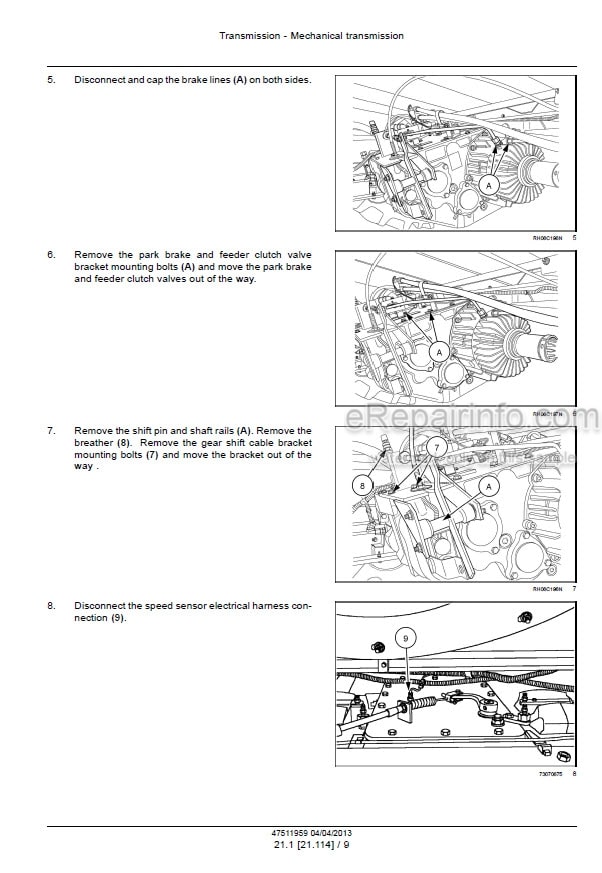 Photo 4 - Case 5130 6130 7130 Axial Flow Service Manual Combine 47511959