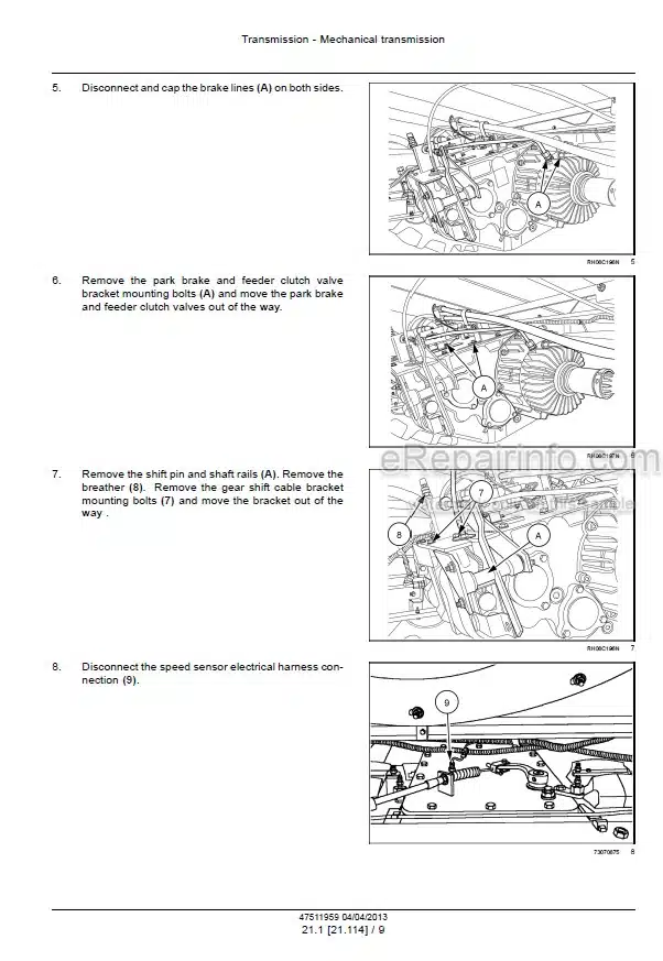 Photo 1 - Case 5130 6130 7130 Axial Flow Service Manual Combine 47511959
