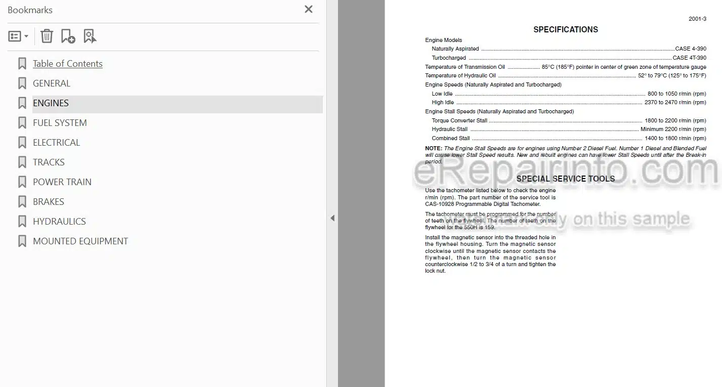 Photo 3 - Case 550H Service Manual Crawler 7-16170