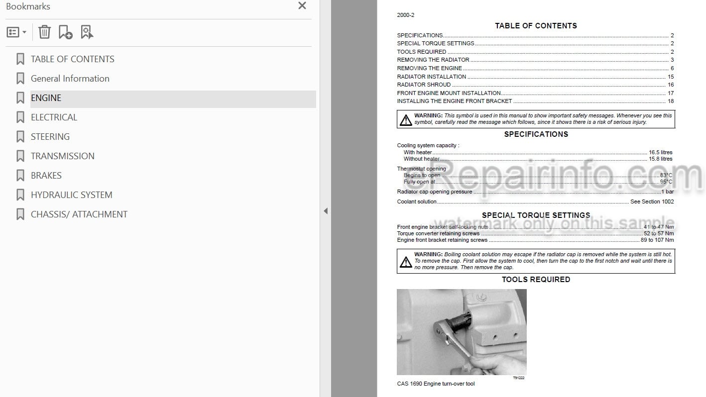 Photo 4 - Case 580LE 580SLE 580LSP 580LPS 590SLE 590LSP Service Manual Loader Backhoe 7-79973