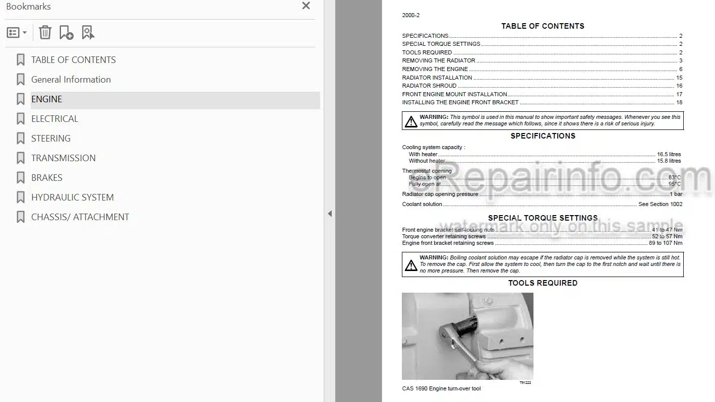 Photo 4 - Case 580LE 580SLE 580LSP 580LPS 590SLE 590LSP Service Manual Loader Backhoe 7-79973